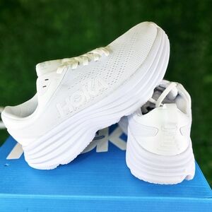 Hoka Women's White Running Shoes Bondi One One 8 Width B triple White